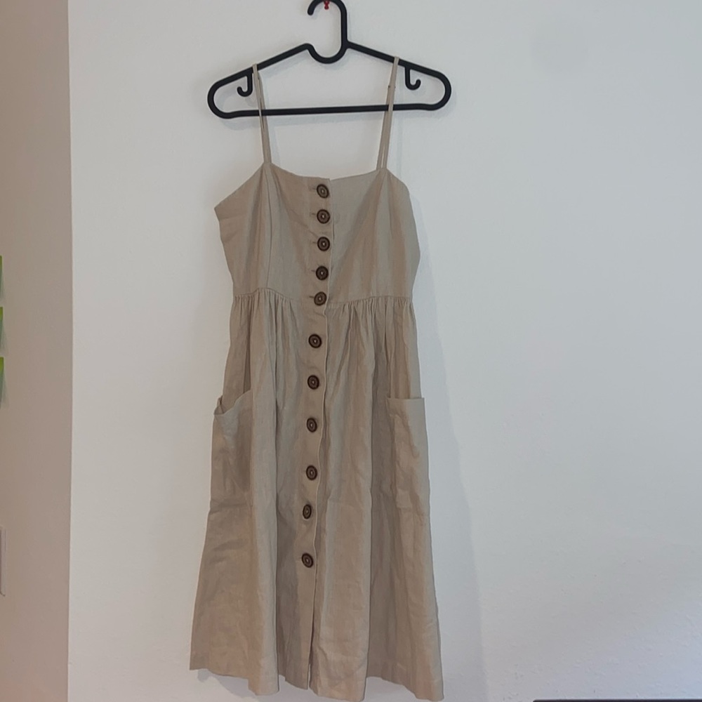 Linen blend Contemporary Button Down Midi Dress